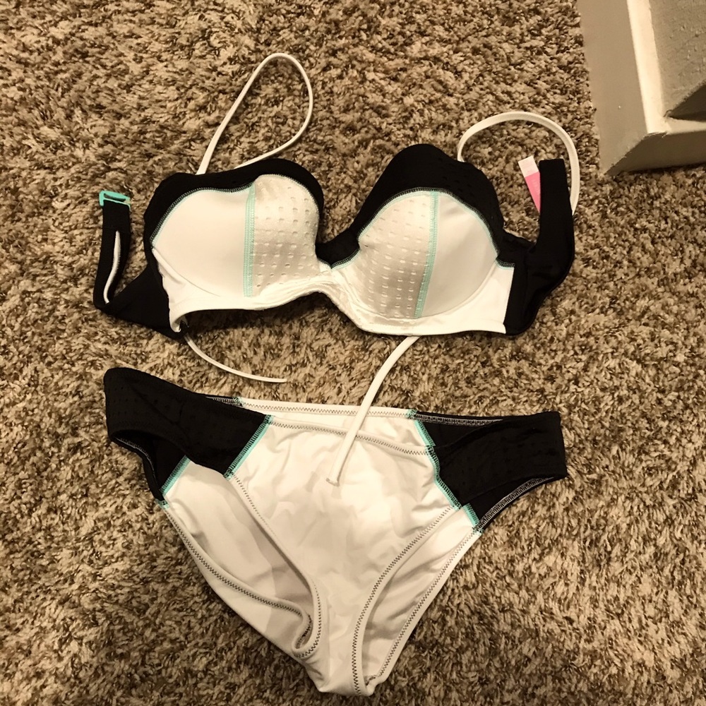 White teal mesh Victoria’s Secret bikini set